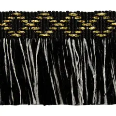 10 yards of Sebastian 1 3/8" Diamond Head Fringe Trim | 10 yard cut Black Multi