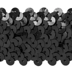 10 yards of 4 Row 1 1/2" Metallic Stretch Sequin Trim | 10 yard cut Black
