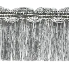 10 yards of Maeve Metallic Braid Fringe Trim | 10 yard cut Silver