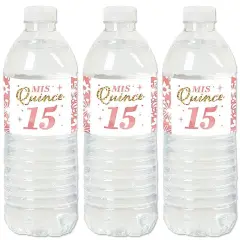 Big Dot of Happiness Mis Quince Anos - Quinceanera Sweet 15 Birthday Party Water Bottle Sticker Labels - Set of 20