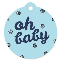 Big Dot of Happiness Hello Little One - Blue and Silver - Boy Baby Shower Favor Gift Tags (Set of 20)
