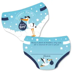 Big Dot of Happiness Boy Special Delivery - Diaper Shaped Raffle Ticket Inserts - It&rsquo;s A Boy Stork Baby Shower Activities - Diaper Raffle Game - 24 Ct