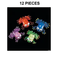 3" Flashing Squishy Red, Green, Purple & Blue Frogs with Beads - 12 Pc.