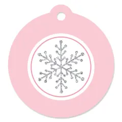 Big Dot of Happiness Pink Winter Wonderland - Holiday Snowflake Birthday Party or Baby Shower Favor Gift Tags (Set of 20)