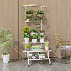 4-tier Hanging Plant Stand With Hanging Bar