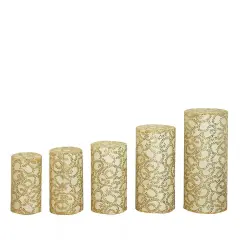 5 GOLD Geometric Leaf Vine Sequins Cylinder Display STAND COVERS