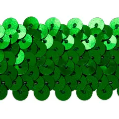 20 yards of 3 Row 1 1/4" Metallic Stretch Sequin Trim | 20 yard cut Green