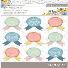 K&Company Antique Garden Seals W/Ribbon Accents 9/Pkg