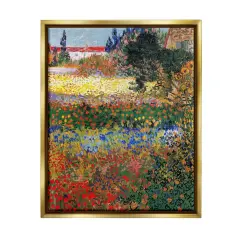 Stupell Industries Flower Garden Van Gogh Framed Floater Canvas Wall Art Gold Floater Frame