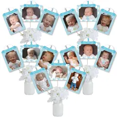 Big Dot of Happiness 1st Birthday Boy - Fun to be One - First Birthday Party Picture Centerpiece Sticks - Photo Table Toppers - 15 Pieces