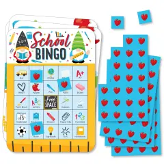 Big Dot of Happiness School Gnomes - Picture Bingo Cards and Markers - Teacher and Classroom Decorations Bingo Game - Set of 18
