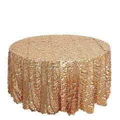 120" Large Payette Sequin Round Tablecloth Matte champagne