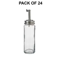 Oil/vinegar bottle, clear glass/stainless steel, 6 &frac14; "