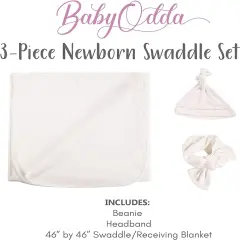 FabricLA Baby's Coming Home Swaddle Set with Blanket - 3 Pieces Ivory