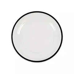 CLEAR 10 Round 10" PLASTIC Dinner PLATES Black Rim