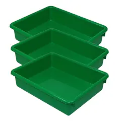 Stowaway&reg; 3" Letter Tray no Lid, Green, Pack of 3