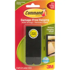 Command Large Picture Hanging Strips-Black 4 Sets/Pkg