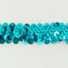 10 yards of 2 Row 7/8" Metallic Stretch Sequin Trim | 10 yard cut Turquoise