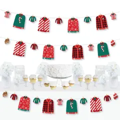 Big Dot of Happiness Christmas Pajamas - Holiday Plaid PJ Party DIY Decorations - Clothespin Garland Banner - 44 Pieces