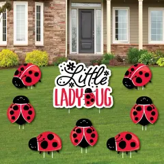 Big Dot of Happiness Happy Little Ladybug - Yard Sign and Outdoor Lawn Decorations - Baby Shower or Birthday Party Yard Signs - Set of 8