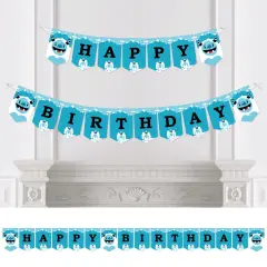 Big Dot of Happiness Yeti to Party - Abominable Snowman Birthday Party Bunting Banner - Birthday Party Decorations - Happy Birthday