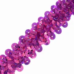 10 yards of 2 Row 7/8" Starlight Hologram Stretch Sequin Trim | 10 yard cut Fuchsia