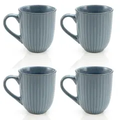American Atelier Coffee Mug Set of 4, 14 Ounce, Large Handle - Blue