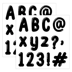 (2 Pk) Bubble Letter Designr Letter Display | Two Packs of Educational Letter Design | Black and White Color Combination | Diverse Alphabet