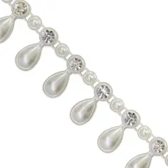 10 yards of Nina 3/4" Teardrop Rhinestone Trim | 10 yard cut White