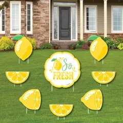 Big Dot of Happiness So Fresh - Lemon - Yard Sign and Outdoor Lawn Decorations - Citrus Lemonade Party Yard Signs - Set of 8