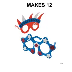 6 3/4" x 4 3/4" Patriotic Red, White & Blue Glasses Craft Kit - Makes 12