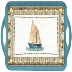 Pimpernel Coastal Breeze Collection Large Handled Tray - 18.9 x 11.6 Inch