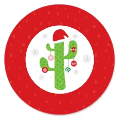 Big Dot of Happiness Merry Cactus - Christmas Cactus Party Circle Sticker Labels - 24 Count