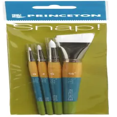 Princeton Snap! Brush Set 4/Pkg-Round 0, Round 2, Round 6, Angle 3/4"