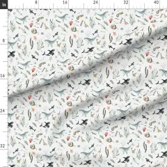 Various Fabrics by the Yard or Fat Quarter Modern Nautical Watercolor Sea Life Beach Ocean Wave Gender Neutral Whale Starfish Custom Printed Fabric by Spoonflower