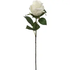 20" White Silk Rose Bud &ndash; Elegant Faux Flower for Home & Events