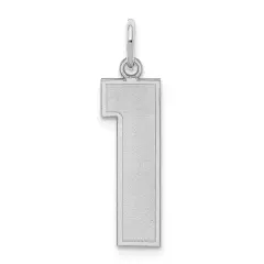 Sterling Silver Large Satin Number 1 Charm Pendant Jewerly 25mm x 11mm