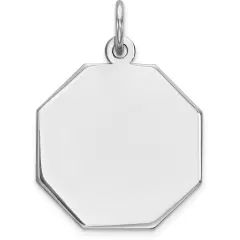Sterling Silver Disc Octagon Charm 0.018" 16mm Jewerly 20mm x 16mm