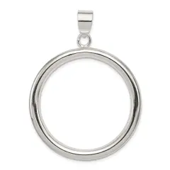 Sterling Silver Circle Pendant Charm Fashion Jewelry 51mm x 38mm