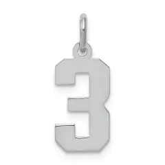Sterling Silver Small Polished Number 3 Charm Pendant