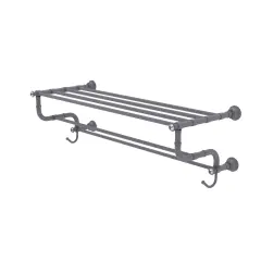 Carolina Crystal Collection 36 Inch Towel Shelf With Double Towel Bar - Matte Gray