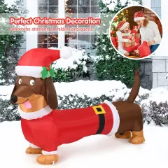 Costway 5 FT Inflatable Christmas Dog w/ LED Lights Blow Up Outdoor Yard Lawn Decoration