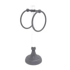 Pacific Grove Collection 2 Ring Vanity Top Guest Towel Ring With Twisted Accents - Matte Gray