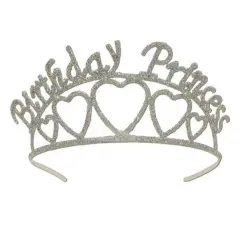 Glittered Metal Birthday Princess Tiara (Pack of 6)