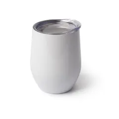 12oz Stainless Stemless Wine Cup with Lid (White)