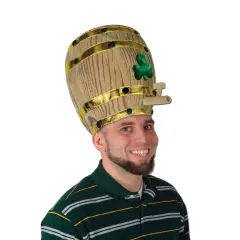 Plush Shamrock Beer Barrel Hat (Pack of 6)