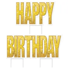 Plas Jumbo Happy Birthday Yard Sign Set, (Pack Of 4)