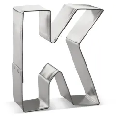 Letter K Cookie Cutter 3 in, Tin Plated Steel, Handmade in the USA