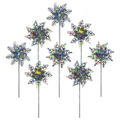 In the Breeze 2690 Snowflake Pinwheels - Holographic Mylar Spinners - Great Party Favor or Decoration - 8 Piece Bags