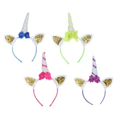 Glittered Unicorn Headbands, (Pack of 6)